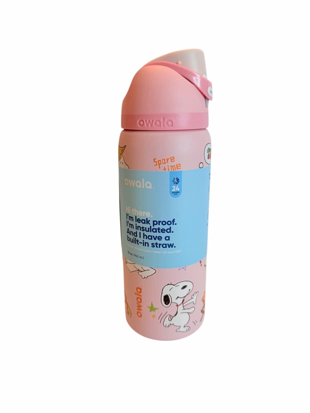 Owala Kids Pink Insulated Water Bottle with Built-In Straw